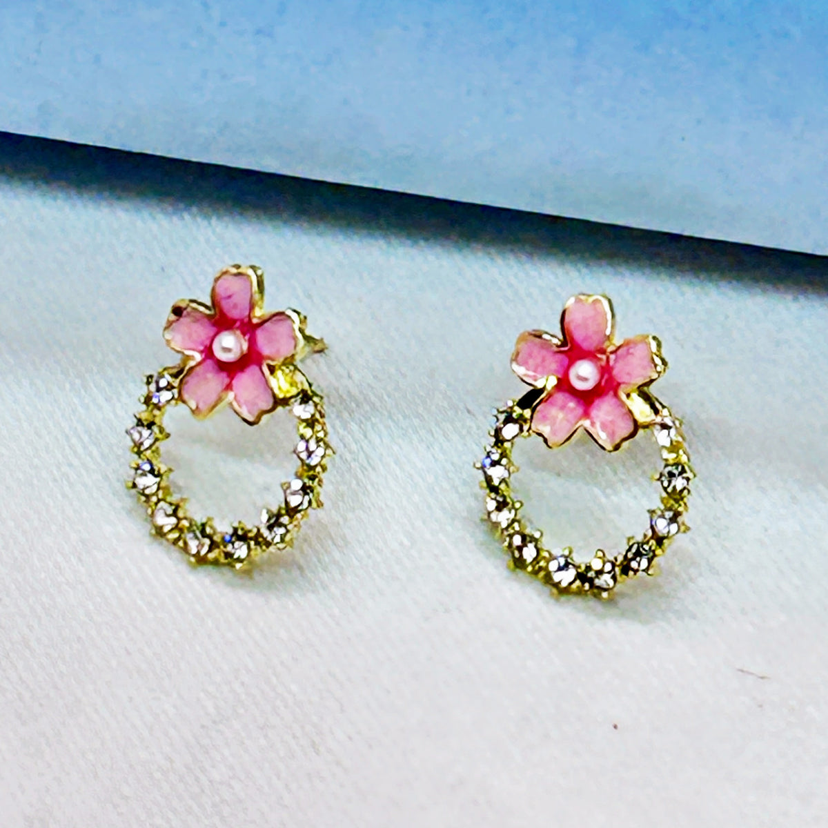Rhinestone Circle Stud Earrings