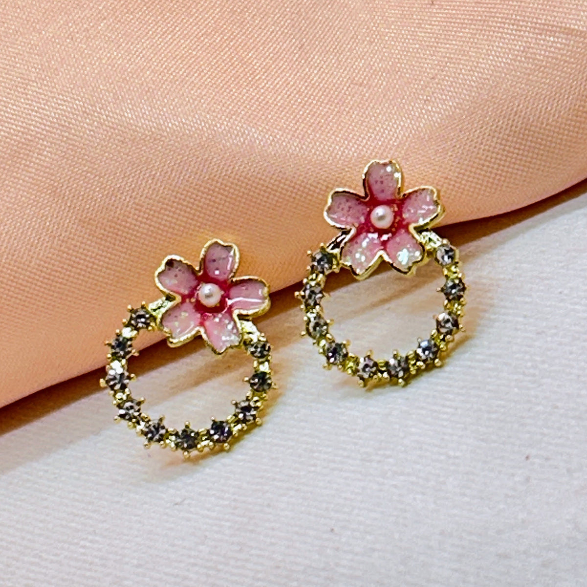 Rhinestone Circle Stud Earrings