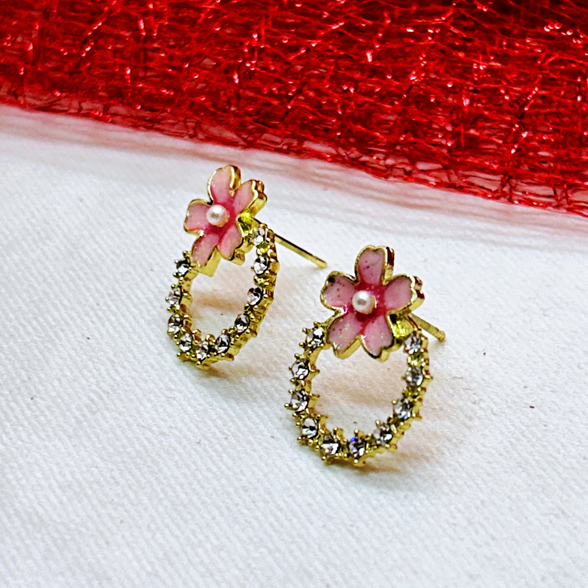 Rhinestone Circle Stud Earrings