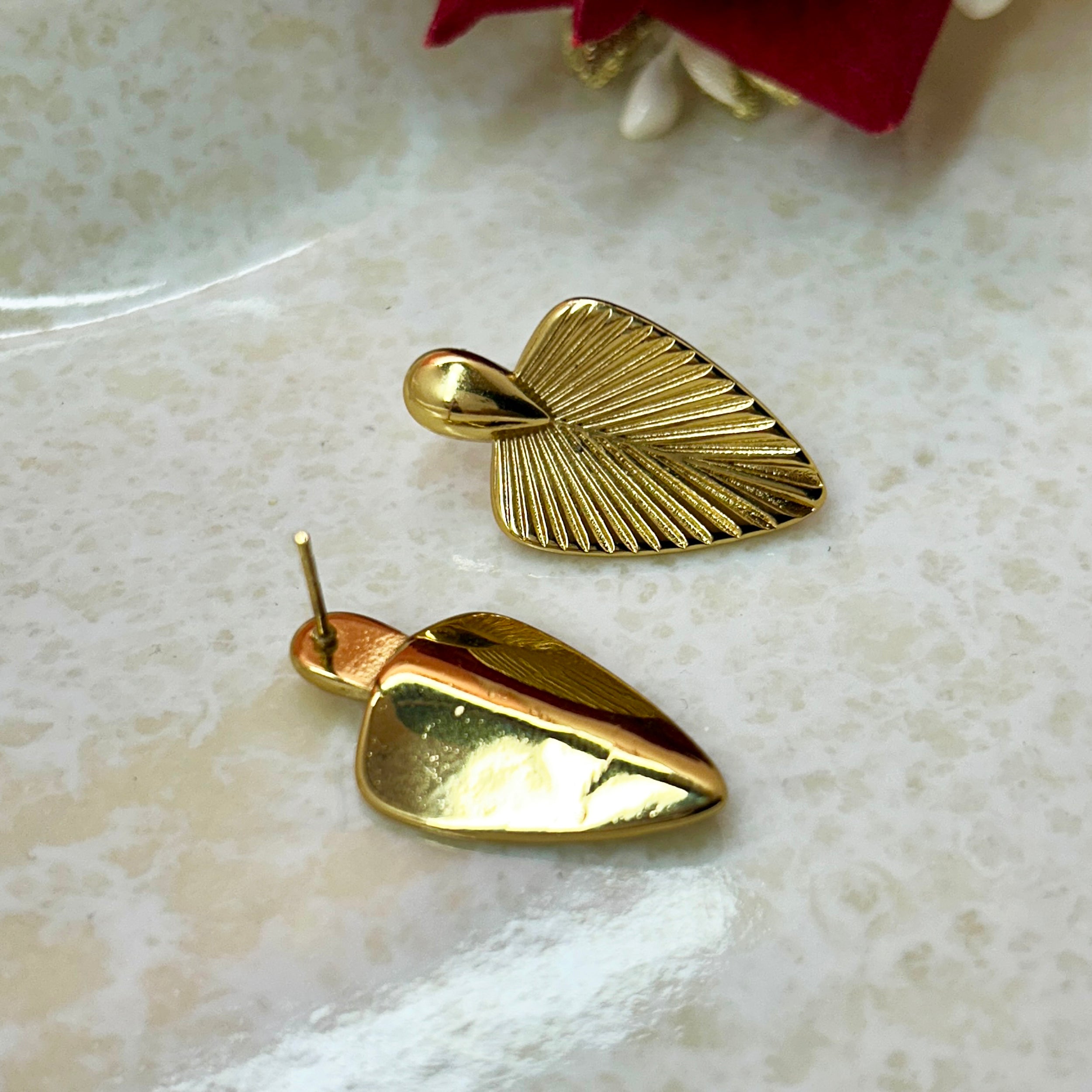 Lustrous Golden Leaf Earrings