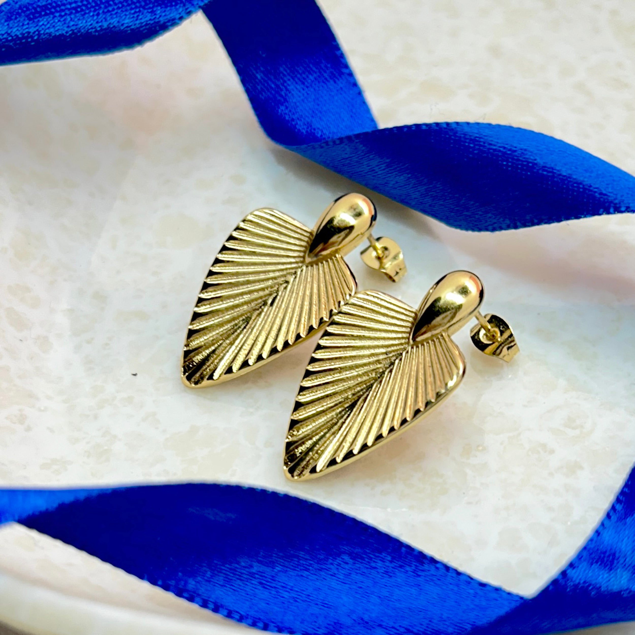 Lustrous Golden Leaf Earrings