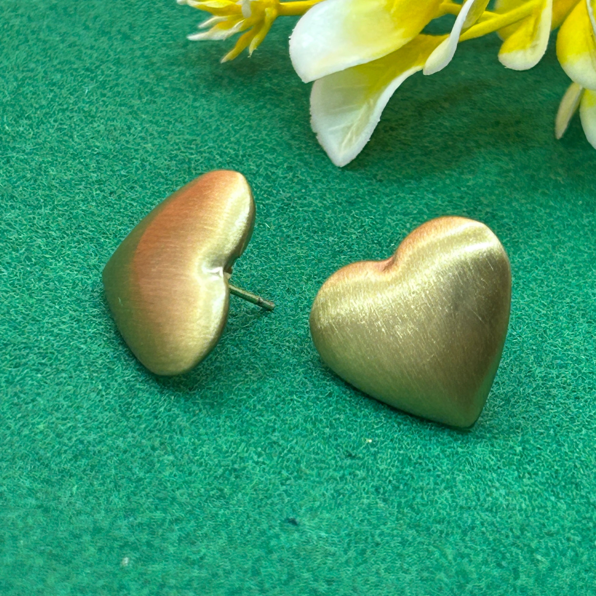 Matte Gold Heart Studs