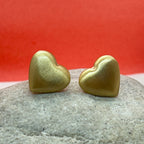 Matte Gold Heart Studs