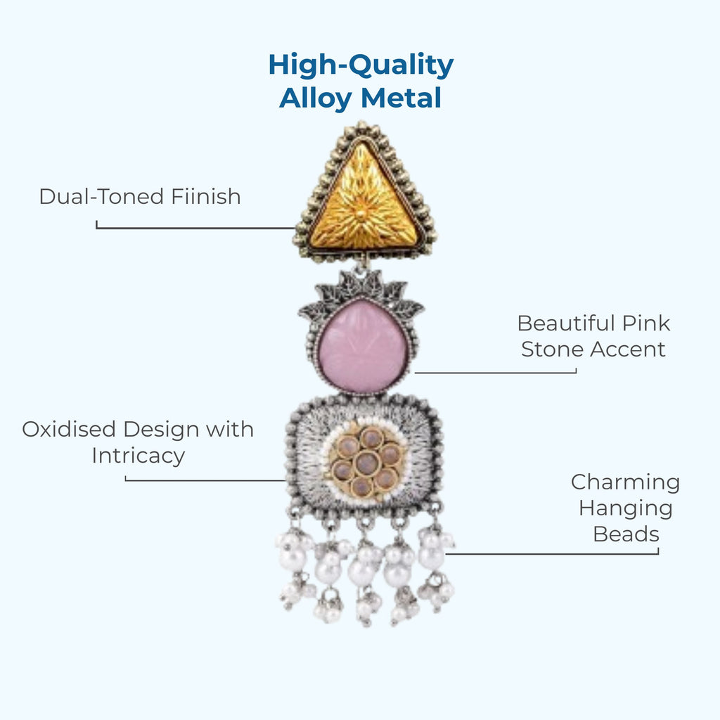 Dual tone Regal Drop Danglers