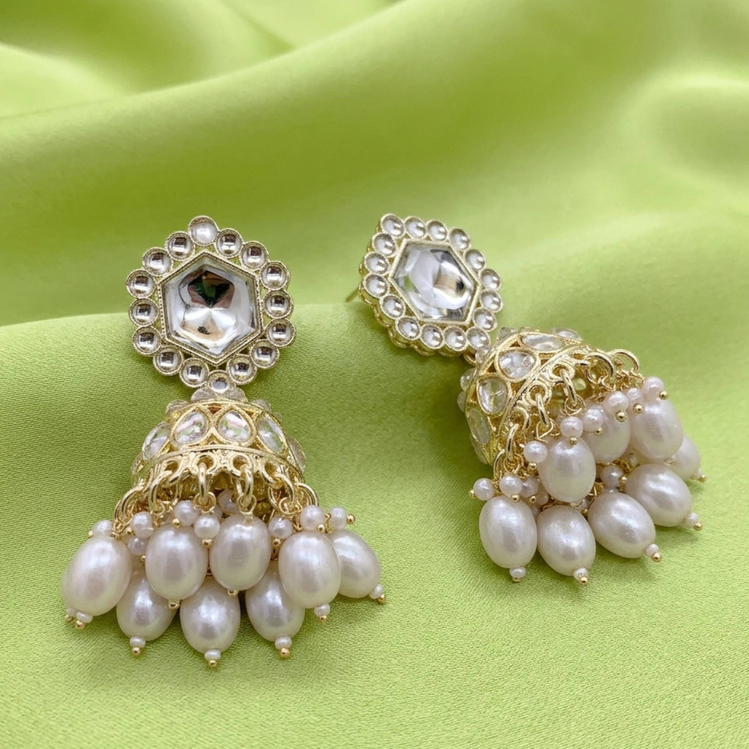 Ivory Radiance Jhumki