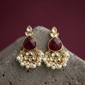Shahi Crimson Polki & Pearl Earrings