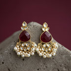 Shahi Crimson Polki & Pearl Earrings