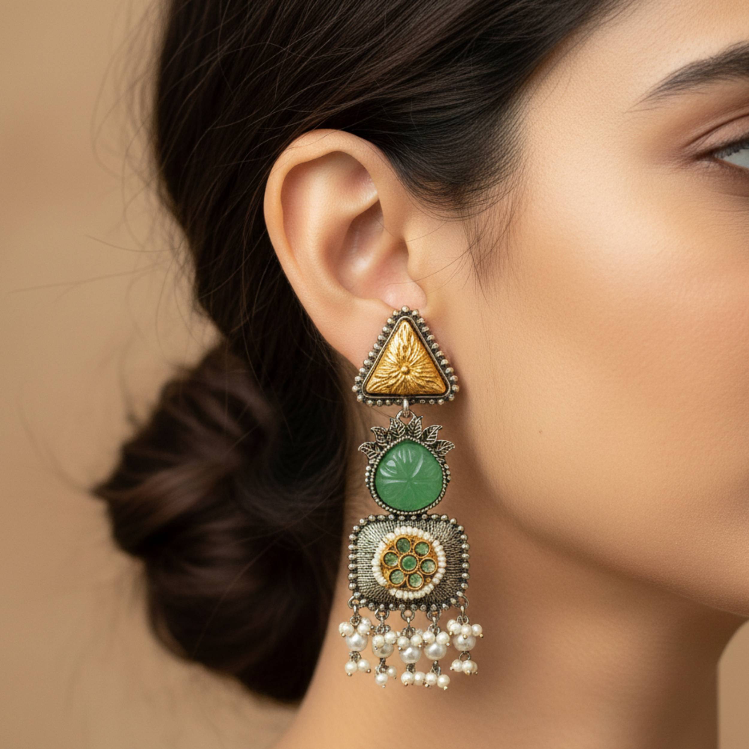 Shadowed Mint Heirloom Danglers
