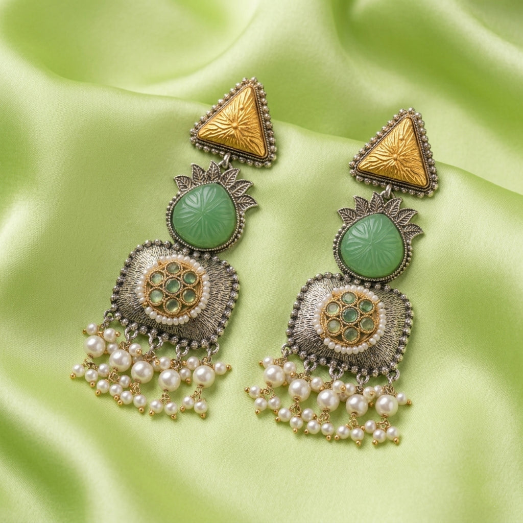 Shadowed Mint Heirloom Danglers