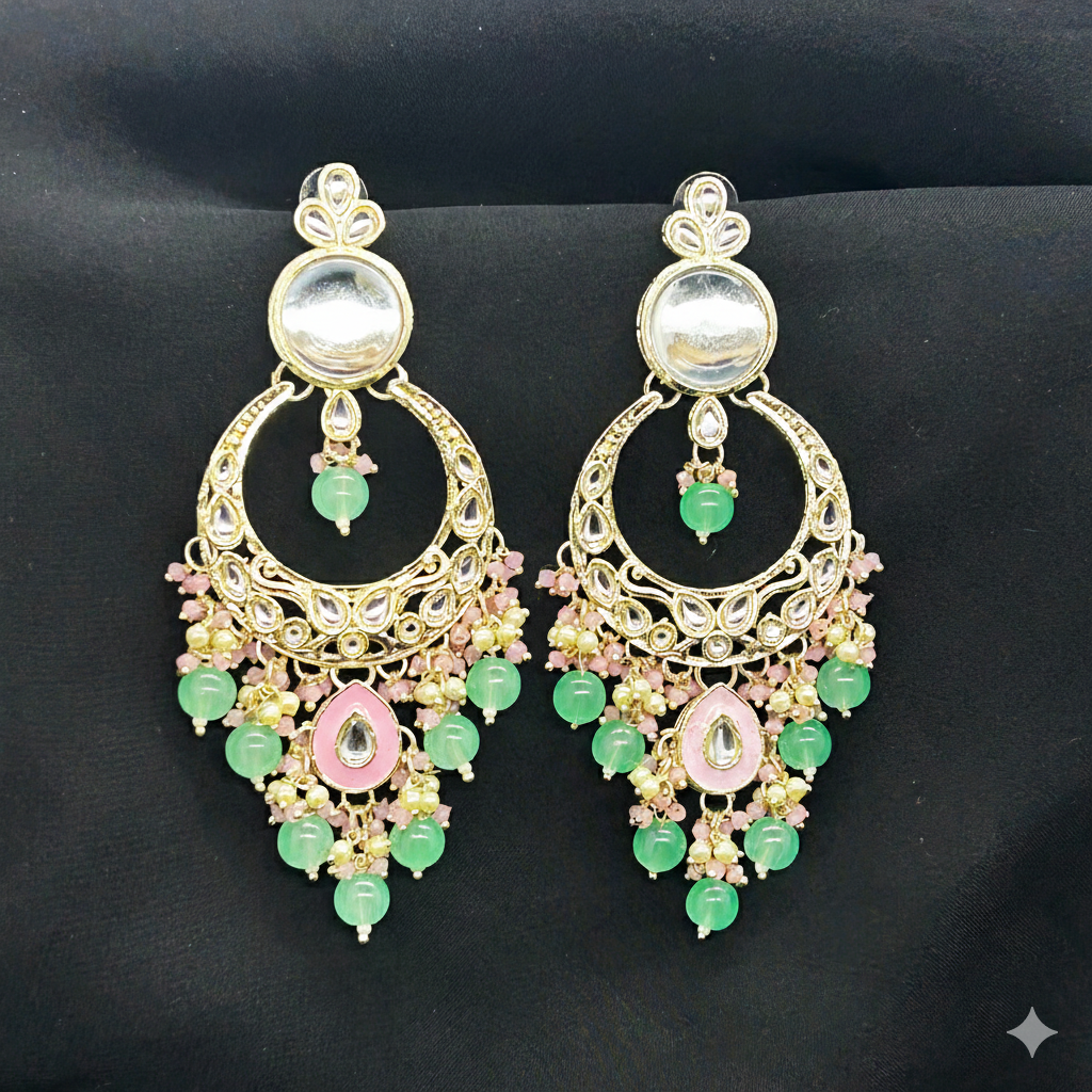 Mint Grace Kundan Earrings