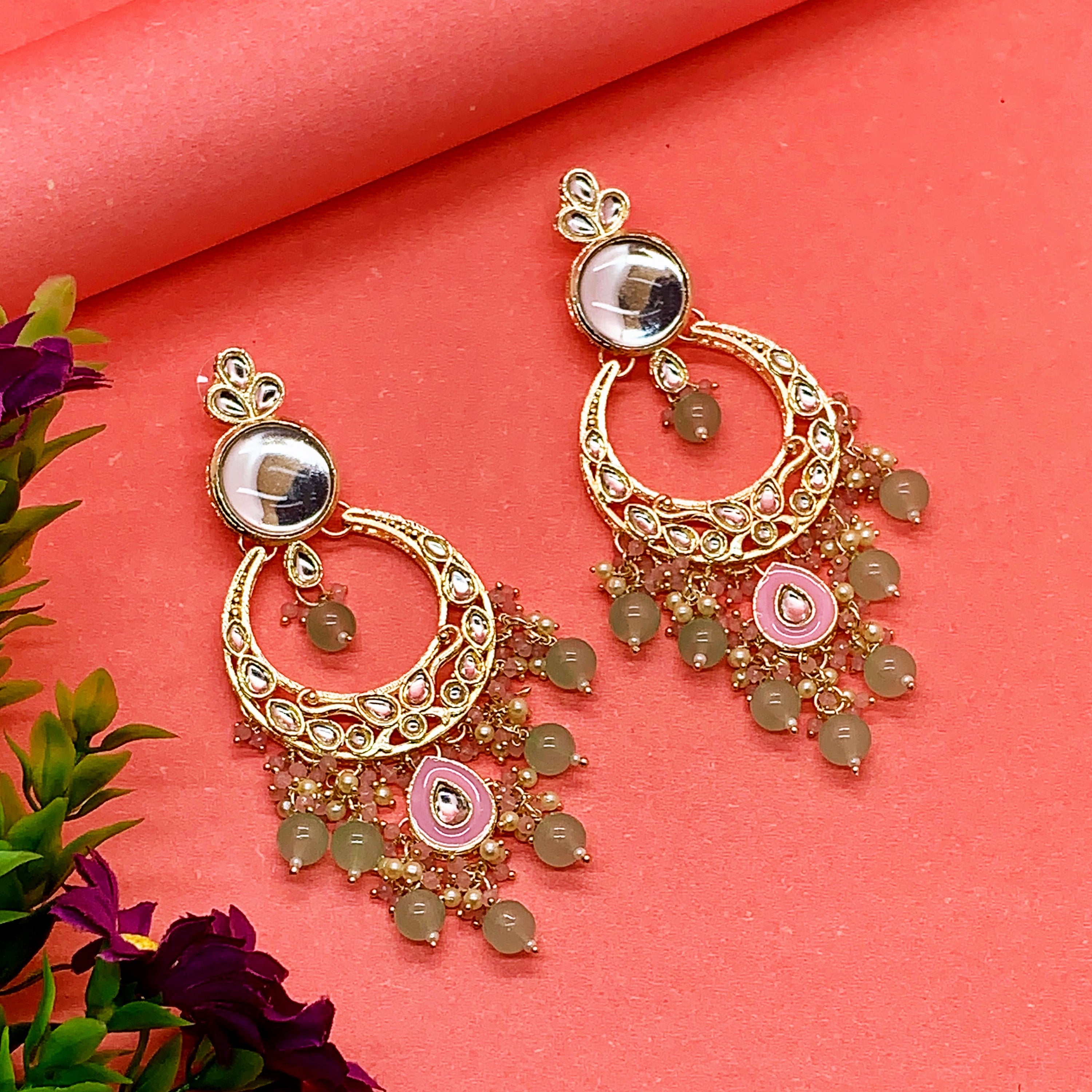 Mint Grace Kundan Earrings