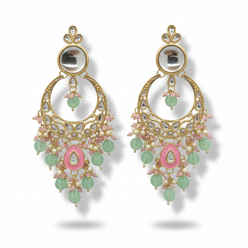Mint Grace Kundan Earrings