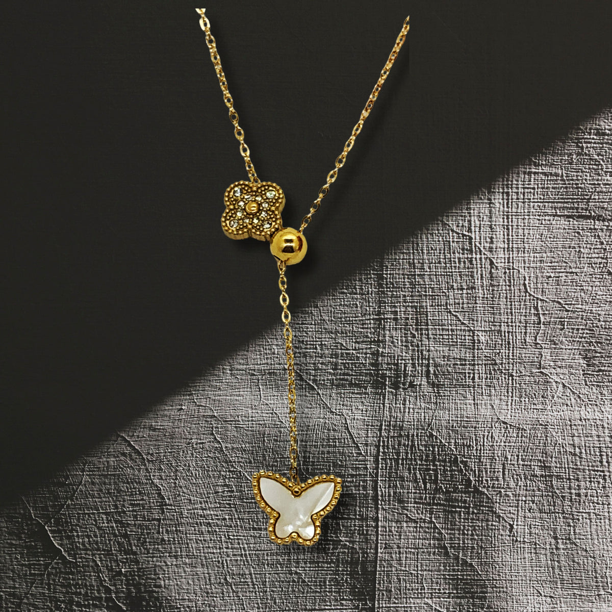Golden Butterfly Charm Chain Pendant