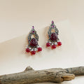 Sleek Ruby Oxidised Earings