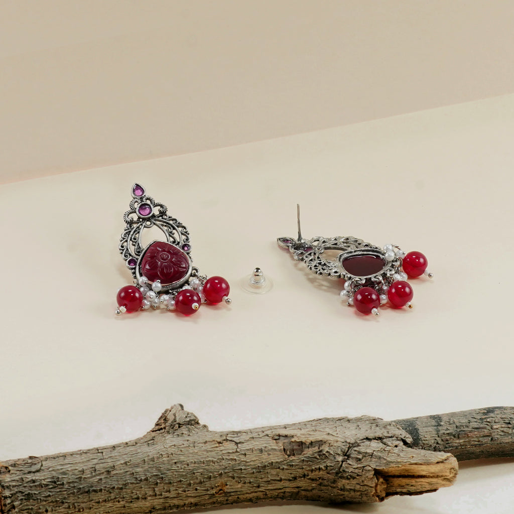 Sleek Ruby Oxidised Earings