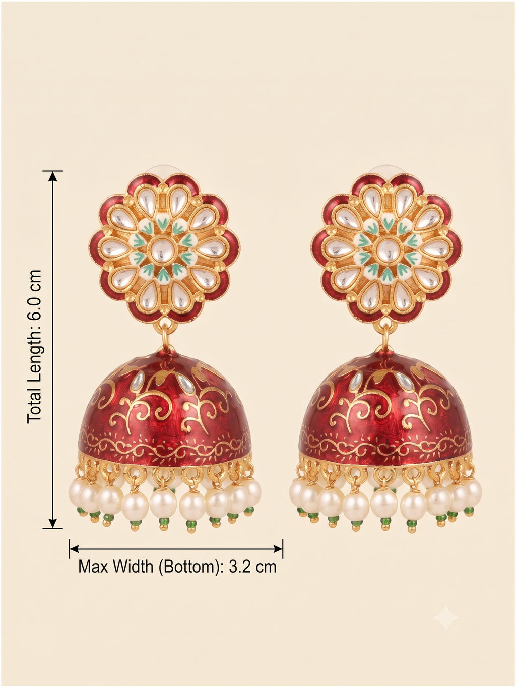 Rangoli Jhumka - Red