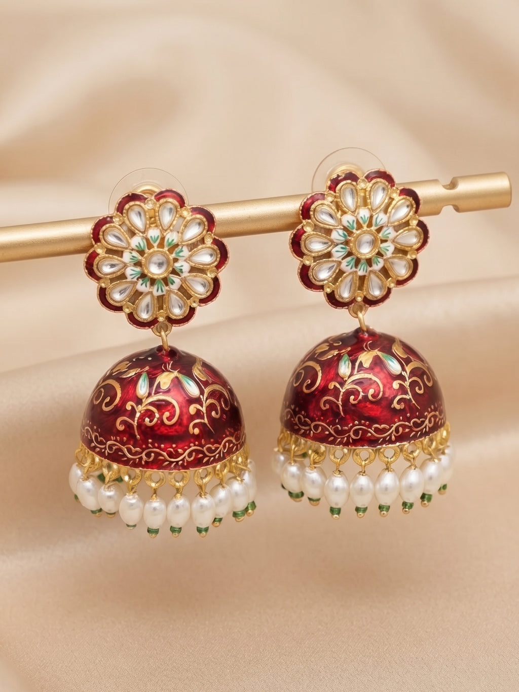 Rangoli Jhumka - Red