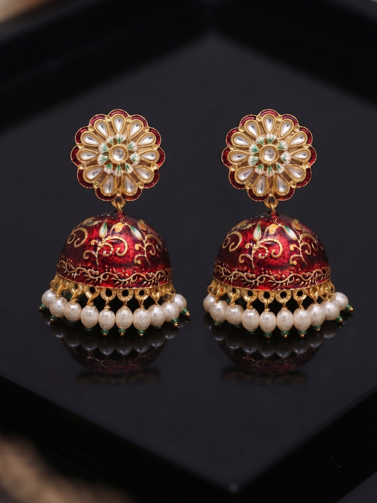 Rangoli Jhumka - Red