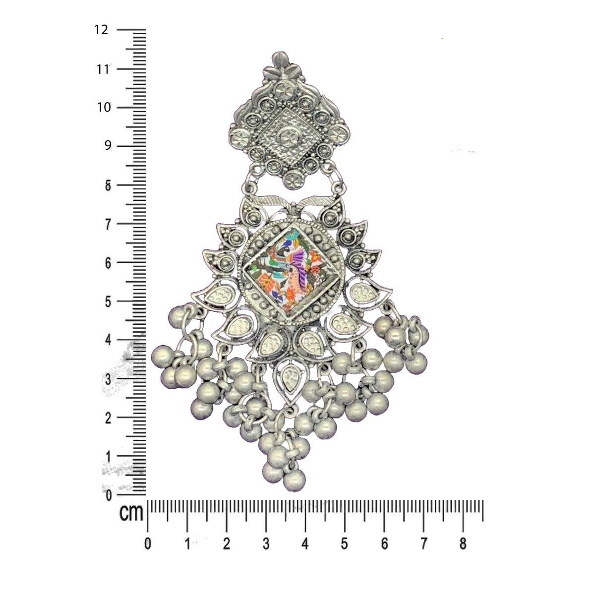 Oxidized Peacock Statement Chandbalis