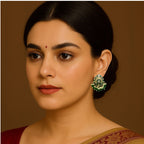 Green Meenakari Kundan Earrings