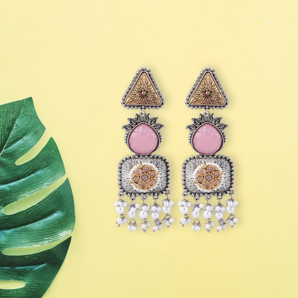 Dual tone Regal Drop Danglers