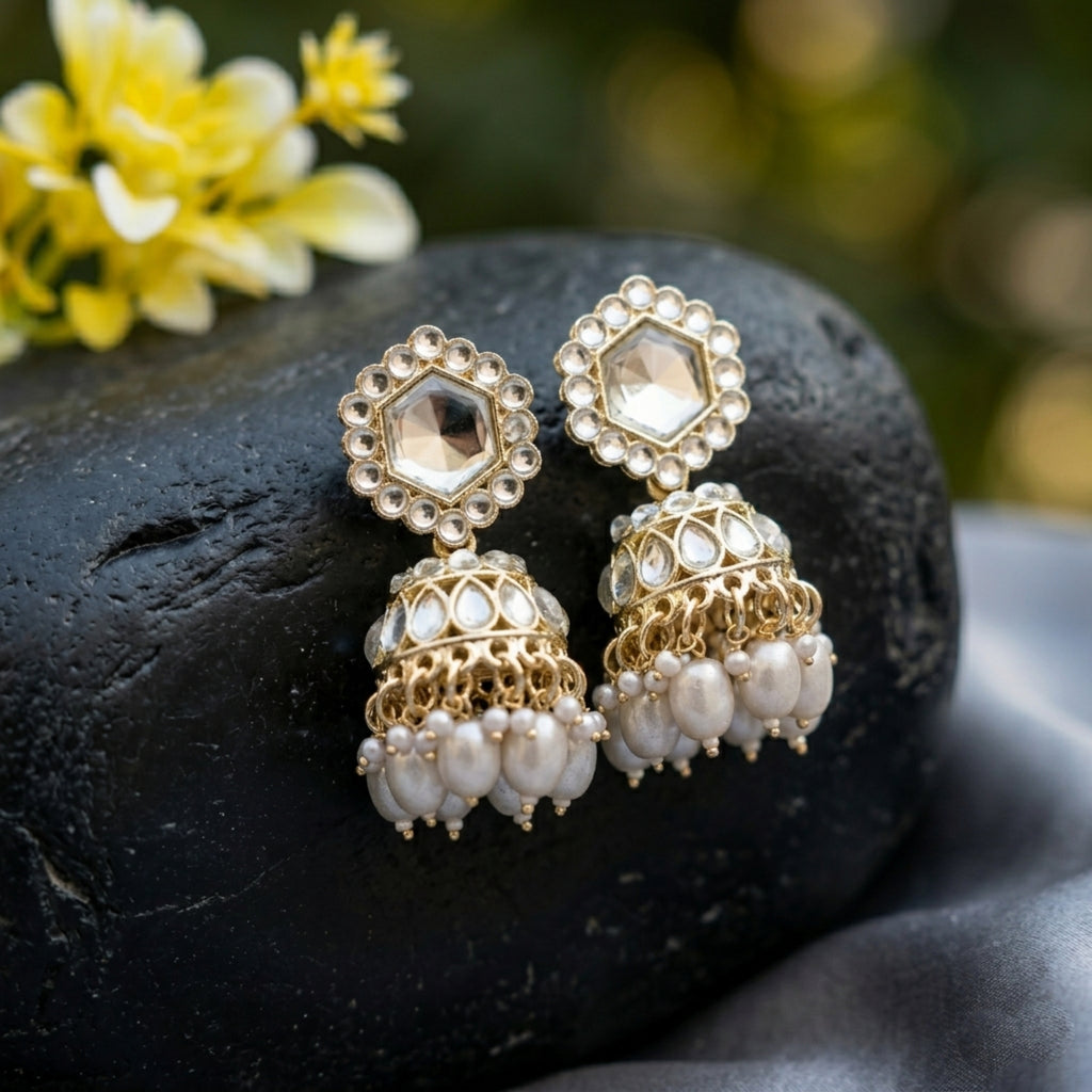 Ivory Radiance Jhumki