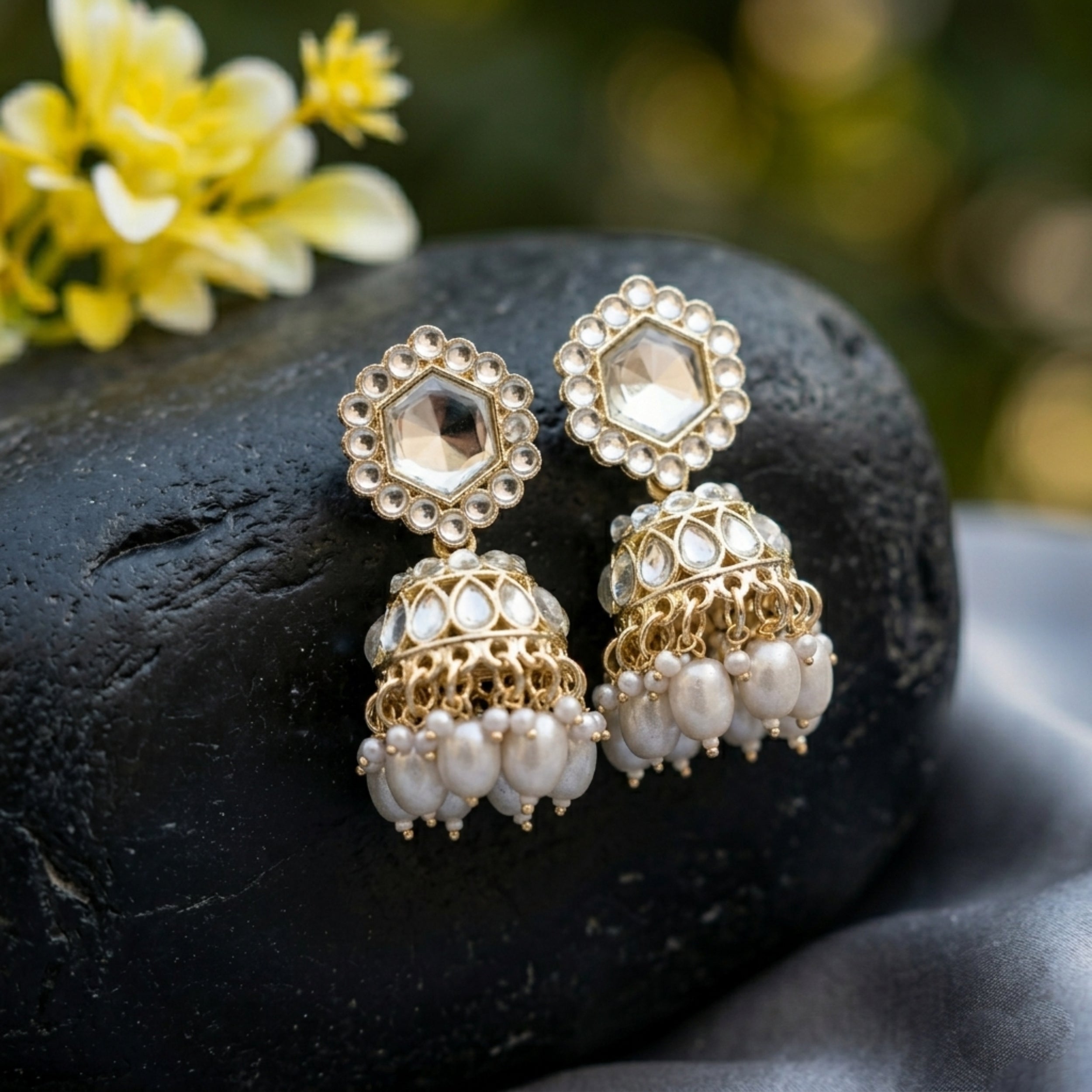 Ivory Radiance Jhumki