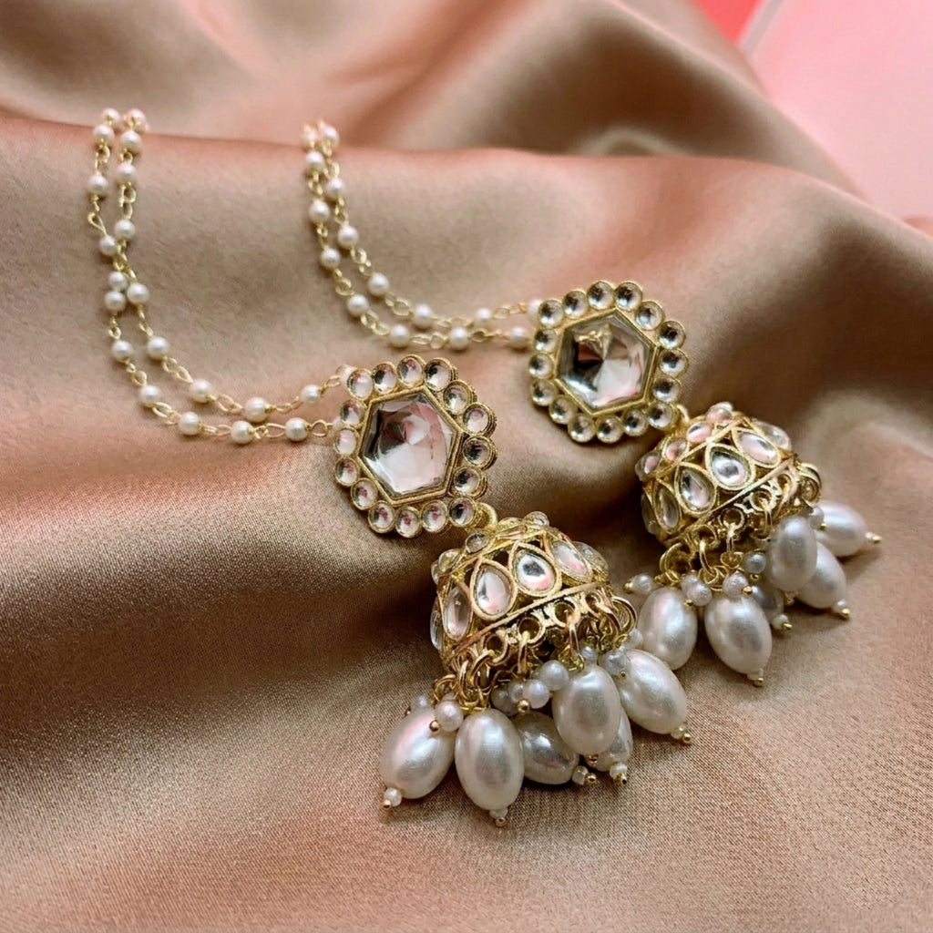 Ivory Radiance Jhumki