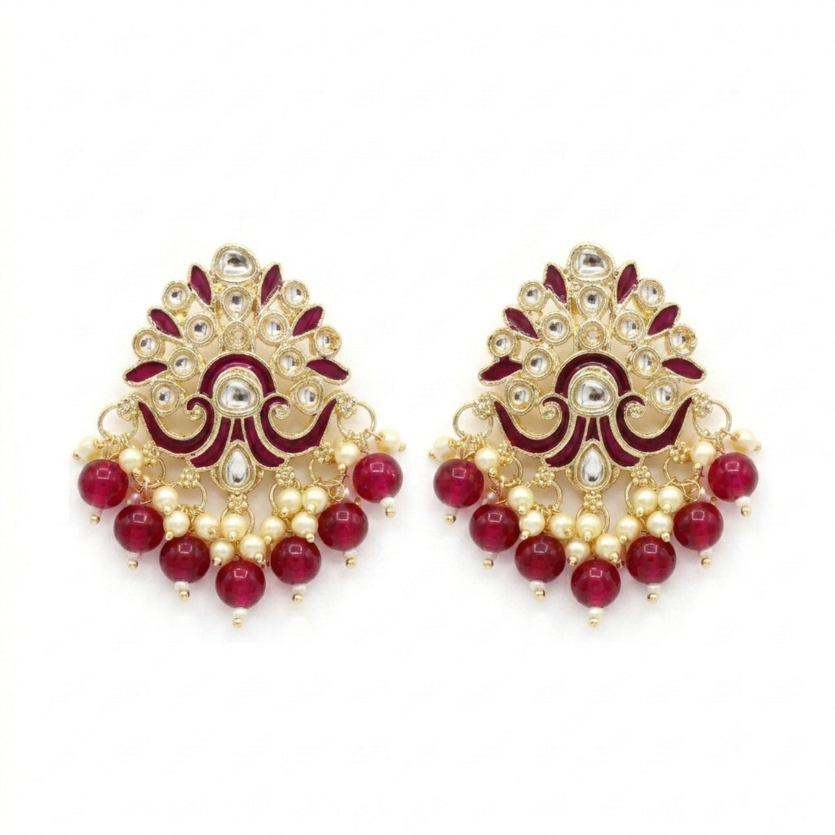 Regal Meenakari Kundan Earrings